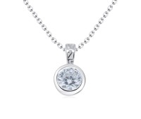 Little Round Stone CZ Silver Necklaces SPE-3831